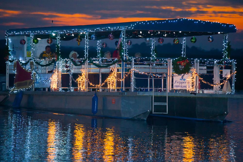 Ferry lit up for x-mas