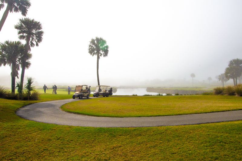 Fogged over golf course