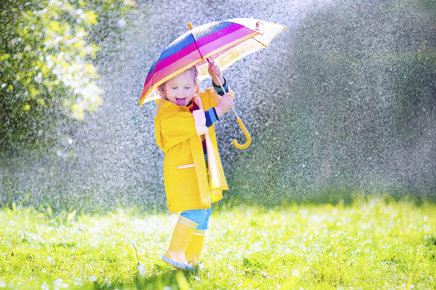 child on a rainy day